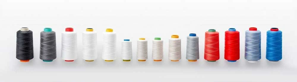 An illustration showing various sewing threads with different sizes and weights.